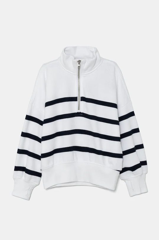 Детски суичър Abercrombie & Fitch без качулка бял KI252.4062