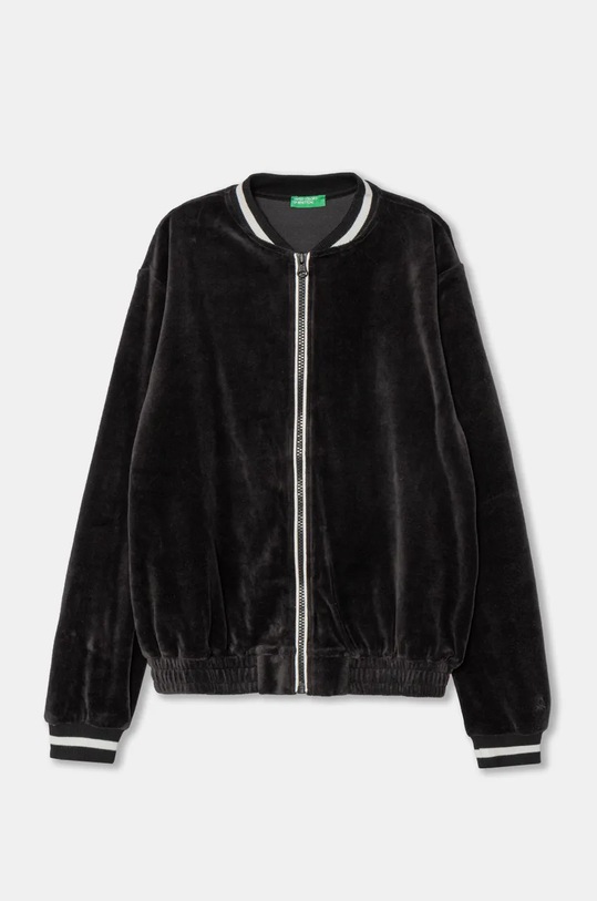 United Colors of Benetton bluza welurowa dziecięca bez kaptura czarny 3UK0C503W.G.Seasonal