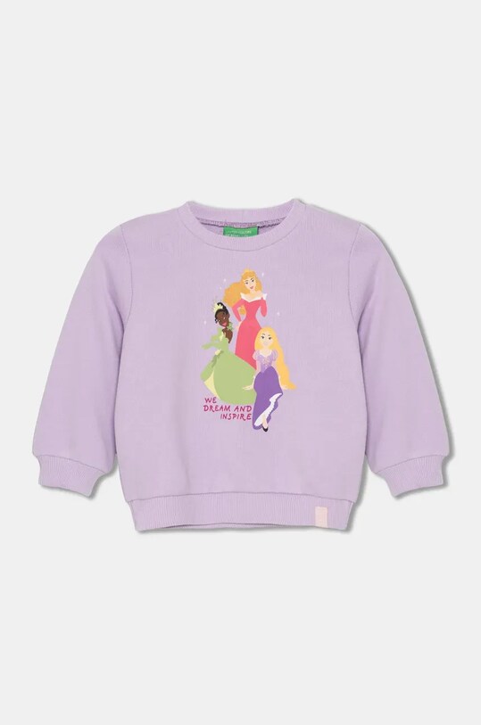 United Colors of Benetton bluza bawełniana dziecięca nadruk fioletowy 3J68G10H7.P.Seasonal