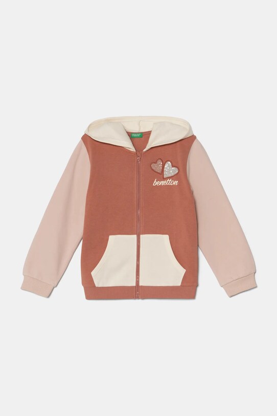 Детская кофта United Colors of Benetton с капюшоном оранжевый 39M2G503G.P.Seasonal