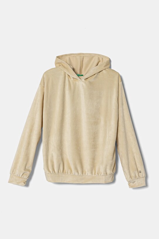 Дитяча велюрова кофта United Colors of Benetton з капюшоном бежевий 37JBC203V.G.Seasonal