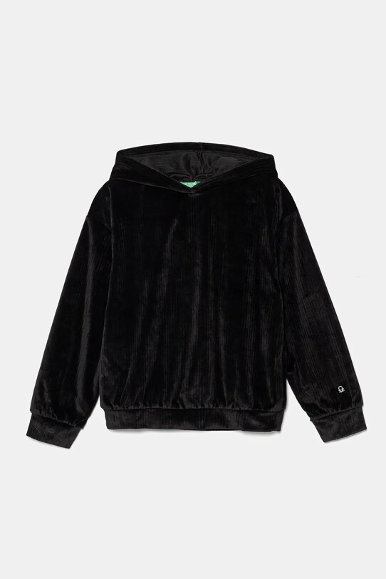 Детская толстовка из велюра United Colors of Benetton с капюшоном чёрный 37JBC203V.G.Seasonal