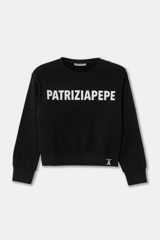 Παιδική βαμβακερή μπλούζα Patrizia Pepe J046 χωρίς κουκούλα μαύρο 7M0854