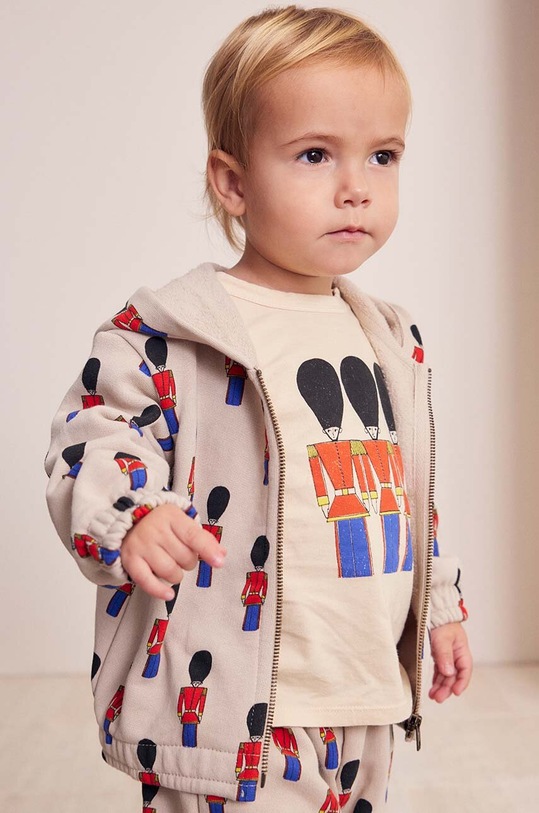 Bobo Choses hanorac de bumbac pentru bebelusi Little Tin Soldier cu modele bej 224AB043