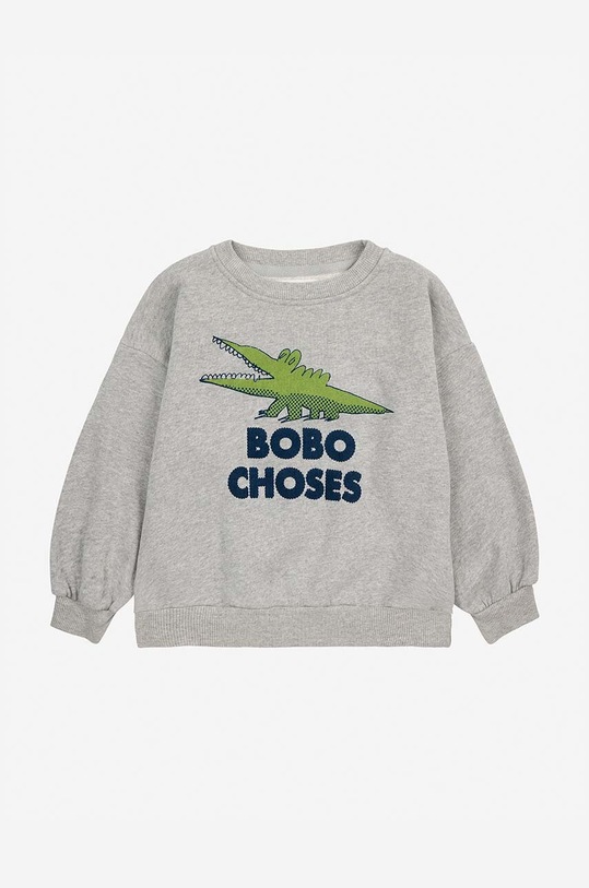 Παιδική βαμβακερή μπλούζα Bobo Choses Talking Crocodile 224AC037 γκρί AW24