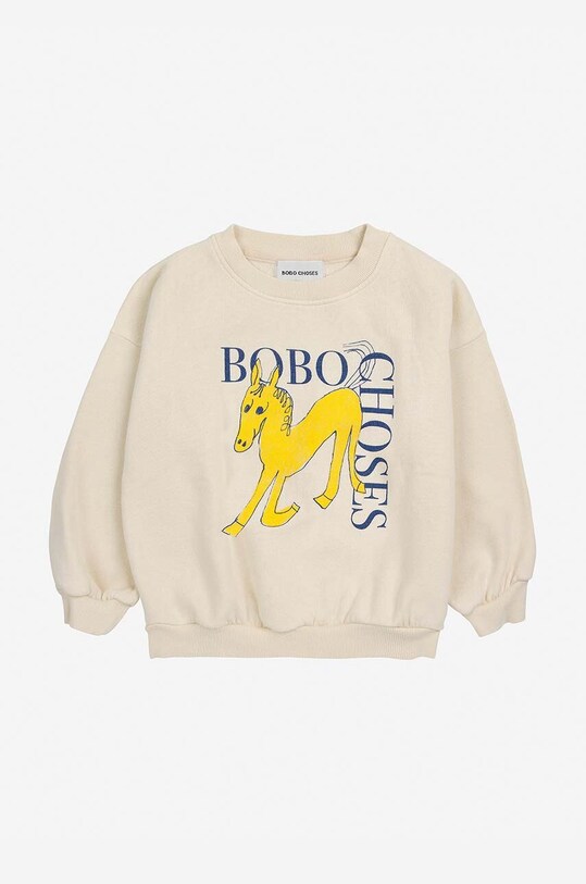 Bobo Choses hanorac de bumbac pentru copii Wonder Horse 224AC038 bej AW24