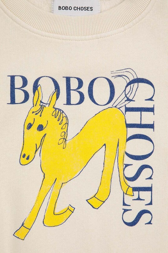Băieți Bobo Choses hanorac de bumbac pentru copii Wonder Horse 224AC038 bej