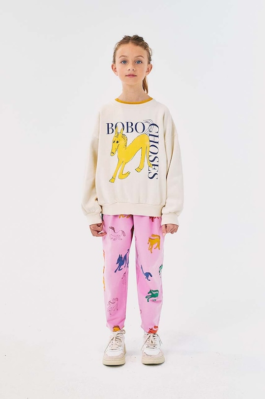 Bobo Choses bluza bawełniana dziecięca Wonder Horse beżowy 224AC038