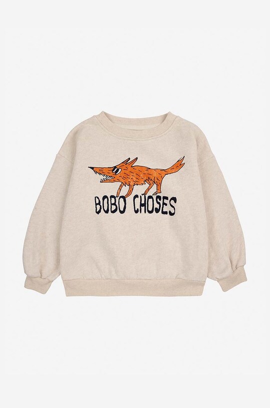 Bobo Choses felpa in cotone bambino/a The Clever Fox 224AC044 beige AW24