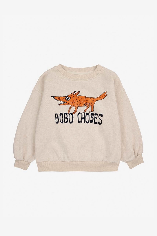 Bobo Choses bluza bawełniana dziecięca The Clever Fox 224AC044 beżowy AW24