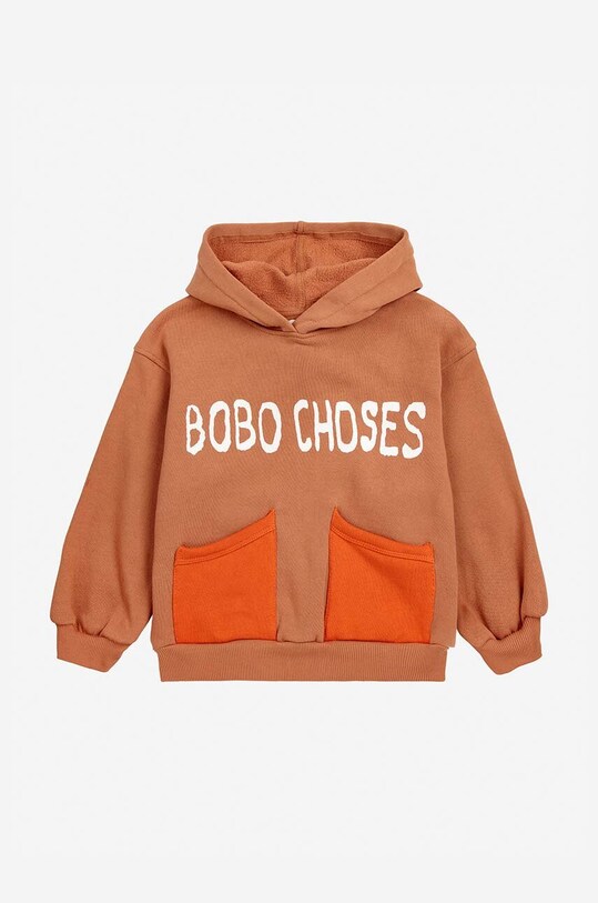 Детская хлопковая кофта Bobo Choses 224AC060 коричневый AW24