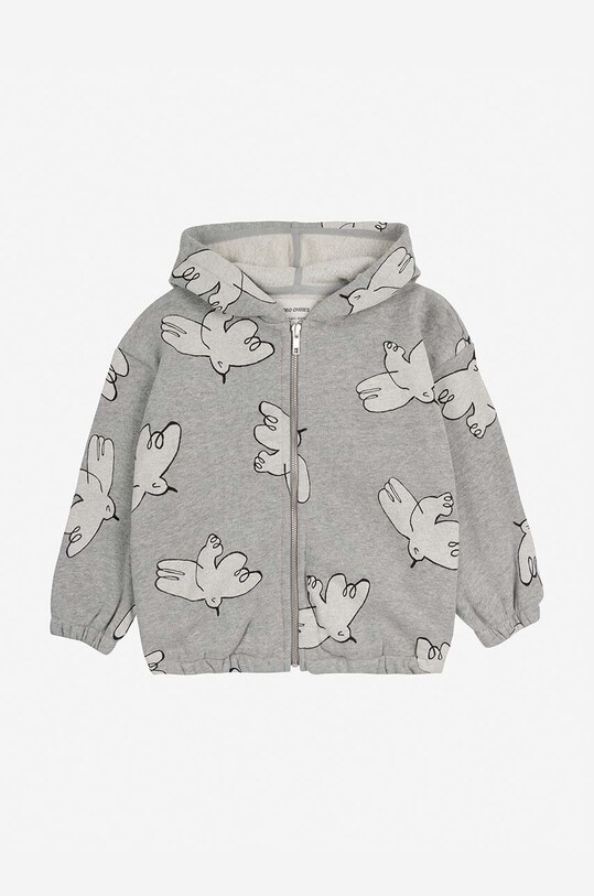 Bobo Choses felpa in cotone bambino/a Freedom Bird 224AC061 grigio AW24