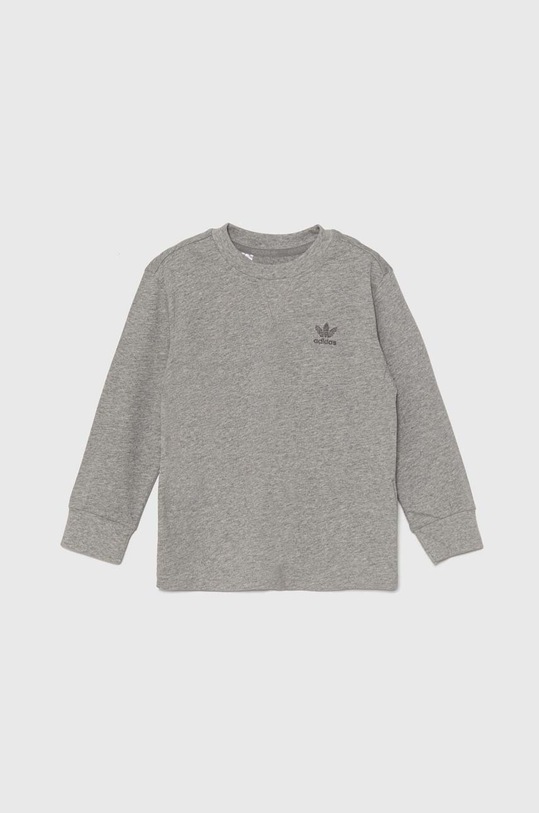 Dětská bavlněná mikina adidas Originals LONG SLEEVE bez kapuce šedá IW1018