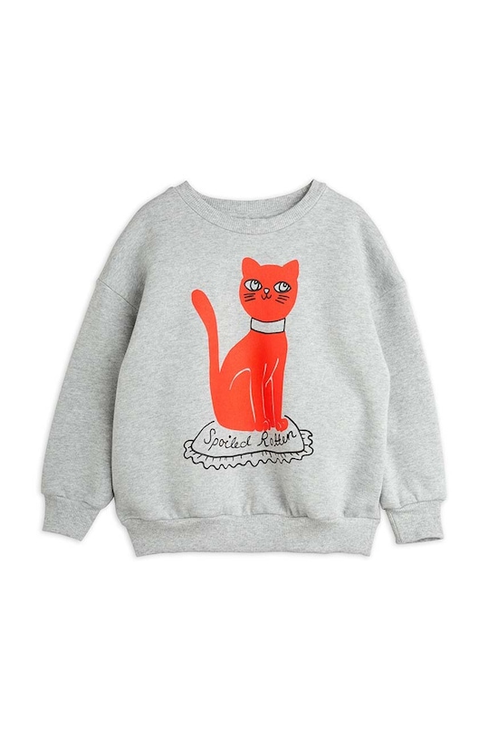 Detská bavlnená mikina Mini Rodini Cat 2472012194 sivá AW24