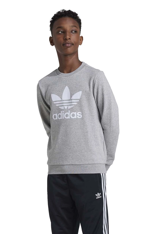 Dječja dukserica adidas Originals TREFOIL CREW print siva IY7436