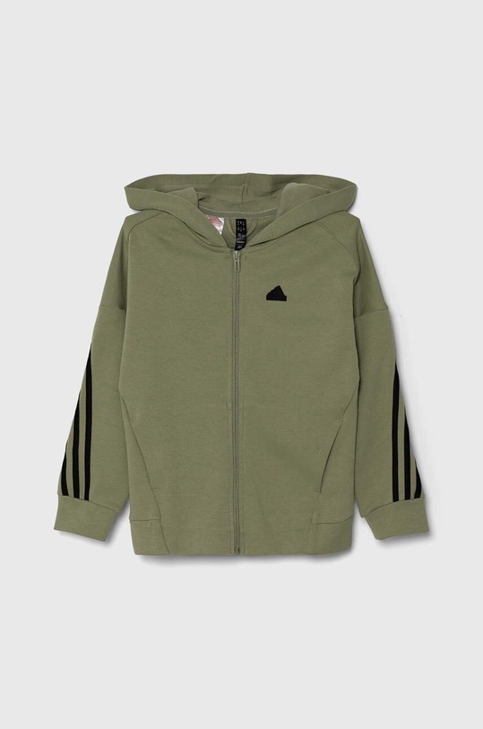 Детски суичър adidas U FI 3S FZ HD JH3601 зелен AW24
