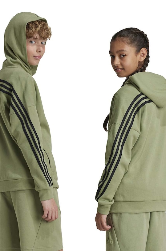 Детски суичър adidas U FI 3S FZ HD JH3601 зелен