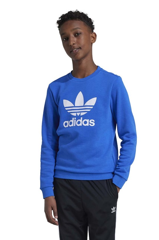 Dječja dukserica adidas Originals TREFOIL CREW print plava IY7438
