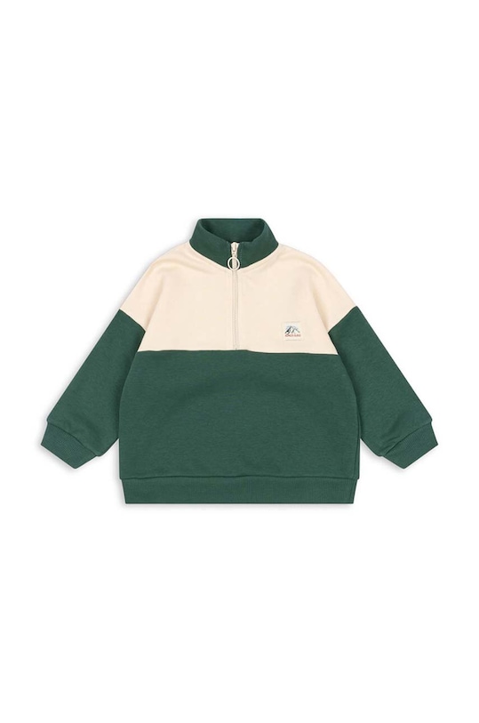 Детски суичър Konges Sløjd LOU HALF ZIP SWEAT OCS KS101563 зелен AW24