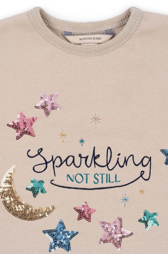 Băieți Konges Sløjd bluza copii LOU SEQUIN SWEATSHIRT OCS KS101564 bej