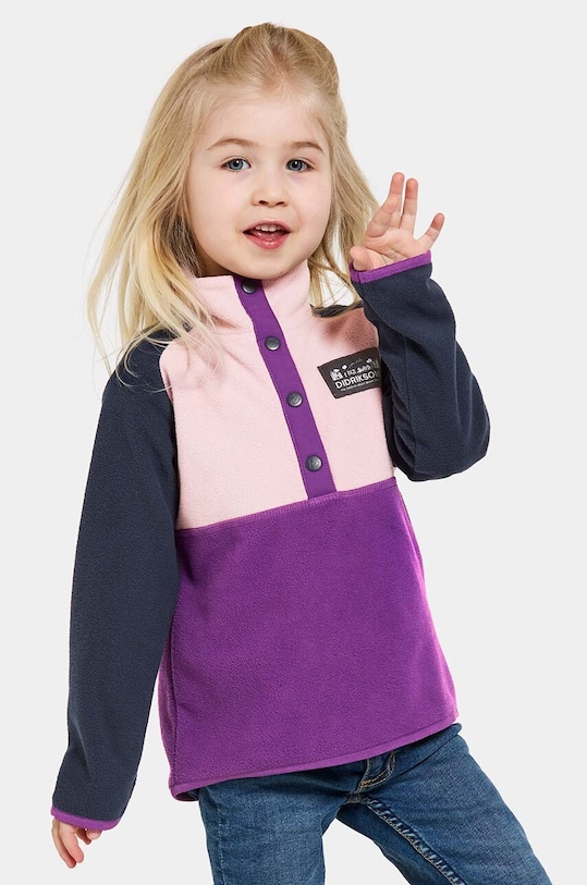 Didriksons hanorac polar pentru copii MONTE KIDS HALF BU cu modele violet 505590