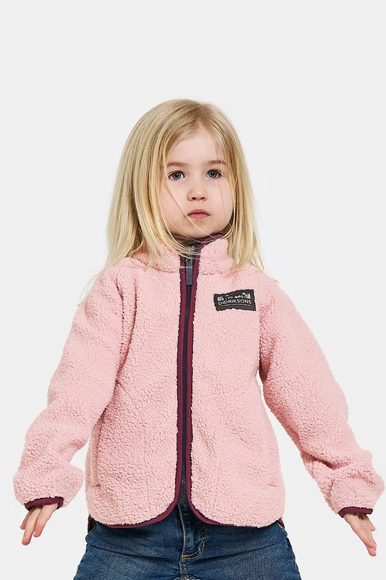 Dětská fleecová mikina Didriksons GIBBS KIDS FULLZIP bez kapuce růžová 505577