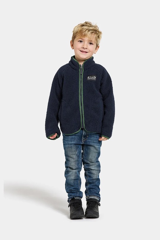 Didriksons gyerek gyapjú pulóver GIBBS KIDS FULLZIP 505577 sötétkék