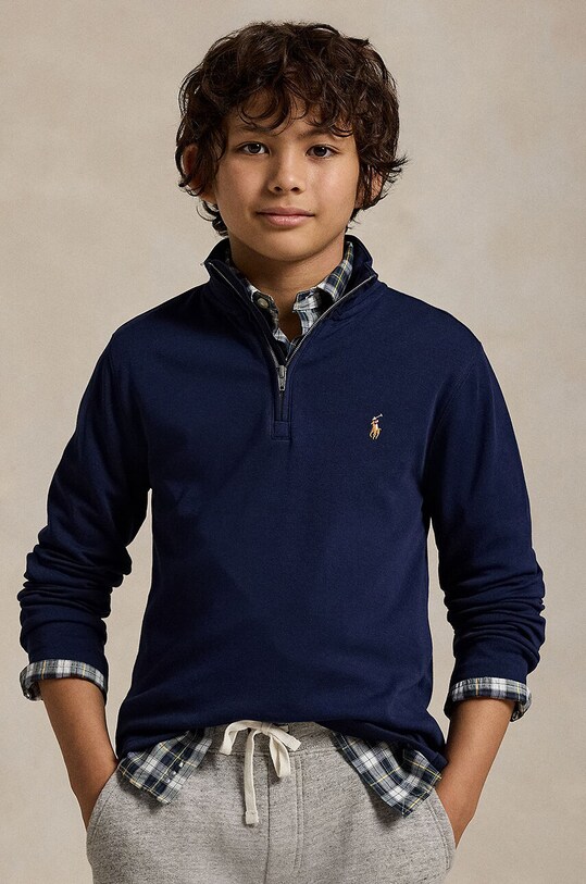 Polo Ralph Lauren hanorac de bumbac pentru copii uni bleumarin 323952436001