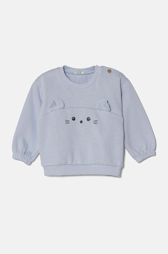 Бавовняна кофта для немовлят United Colors of Benetton без капюшона блакитний 3J70A1058.W.Seasonal