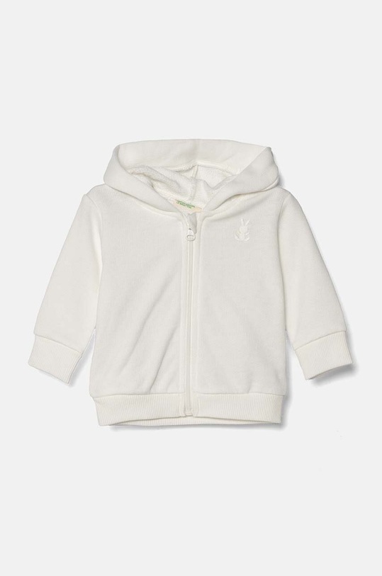 Dětská bavlněná mikina United Colors of Benetton s kapucí bílá 3J70A5017.W.Seasonal