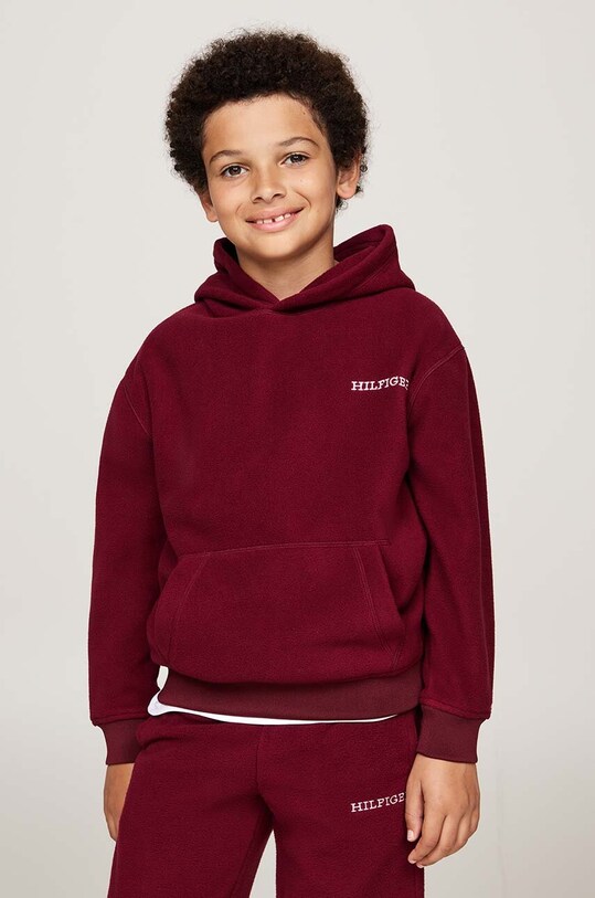 Детская кофта Tommy Hilfiger с капюшоном бордо KS0KS00576.9BYH.