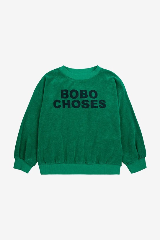 Детски памучен суичър Bobo Choses 324EC014 зелен AW24