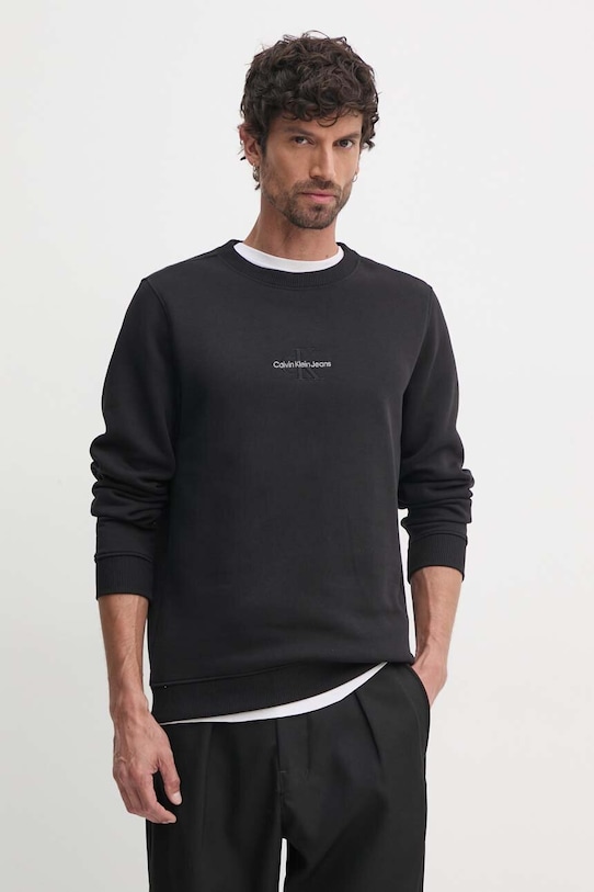 Mikina Calvin Klein Jeans bez kapucne čierna J30J325630