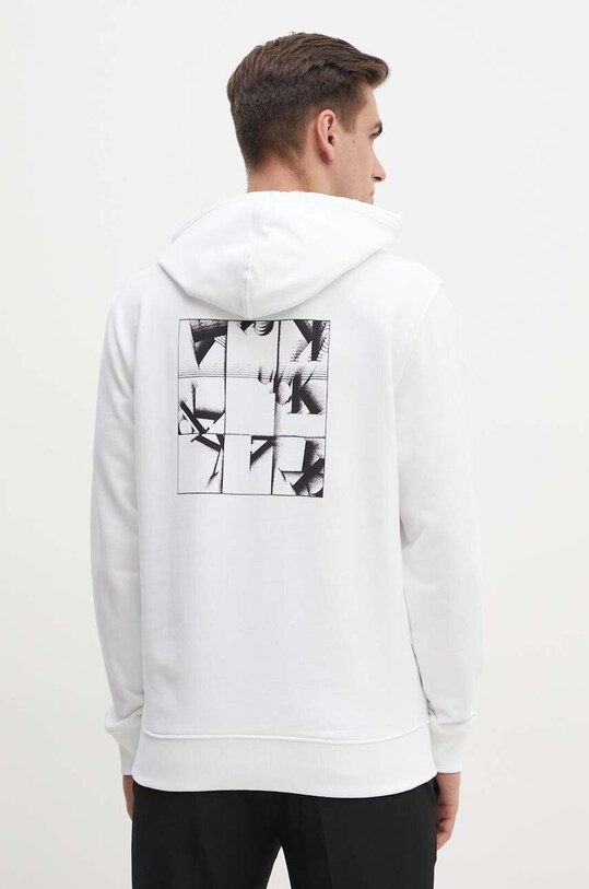 Хлопковая кофта Calvin Klein Jeans с капюшоном белый J30J325639
