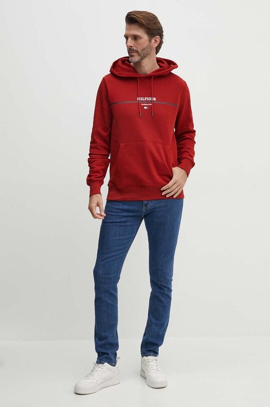 Bavlněná mikina Tommy Hilfiger MW0MW35556 červená AW24