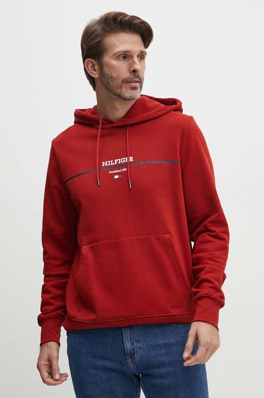 Bavlněná mikina Tommy Hilfiger červená MW0MW35556