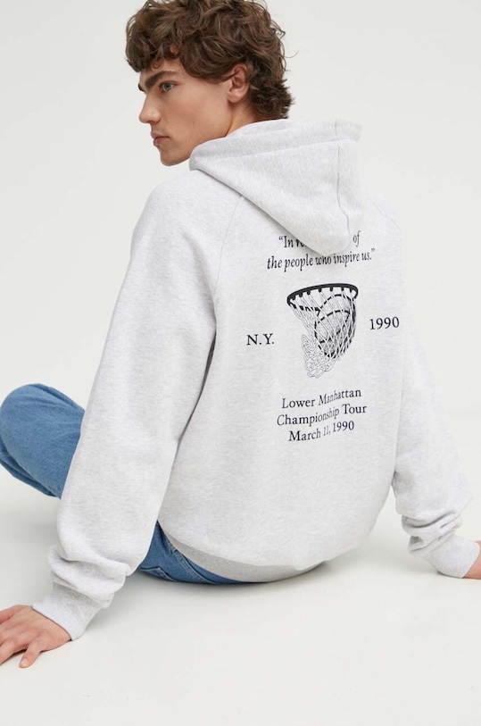 Bavlněná mikina Les Deux s kapucí šedá LDM202032