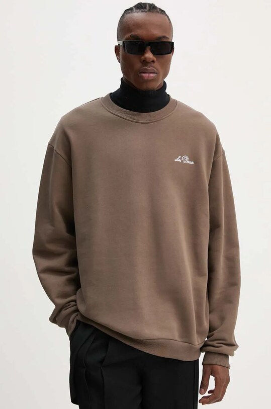 Les Deux bluza bawełniana bawełna brązowy LDM200128
