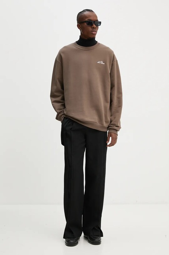 Les Deux bluza bawełniana LDM200128 brązowy AW24