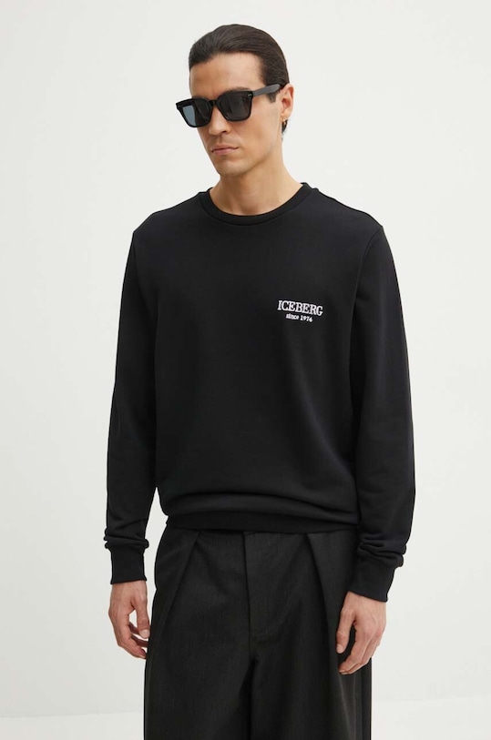Iceberg bluza bawełniana aplikacja czarny E0116300