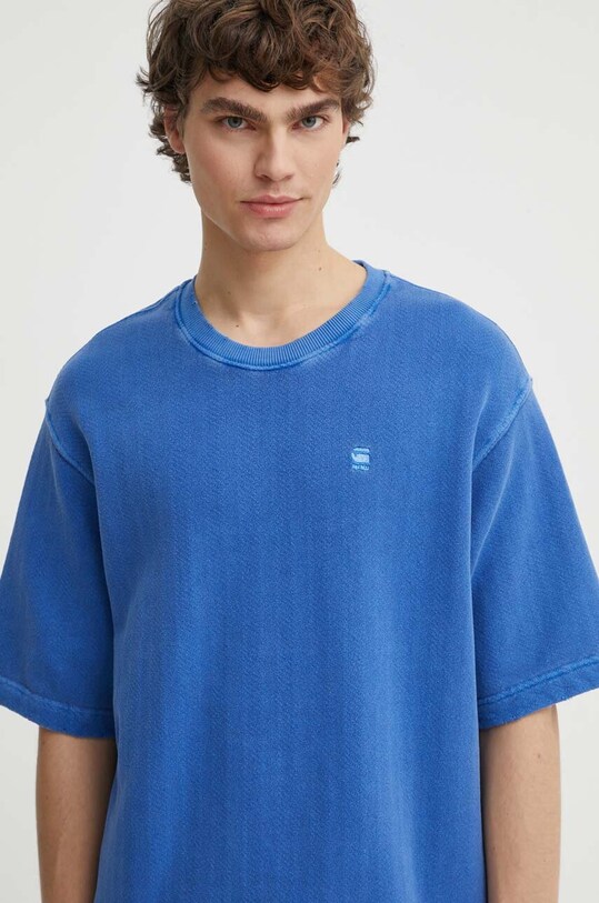 G-Star tricou din bumbac uni albastru D24679.D688