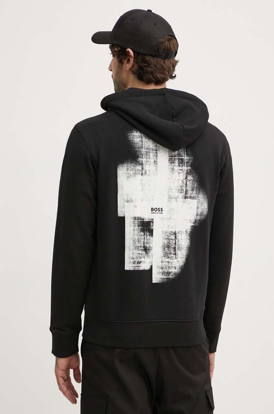 Boss Orange hanorac de bumbac uni negru 50522641