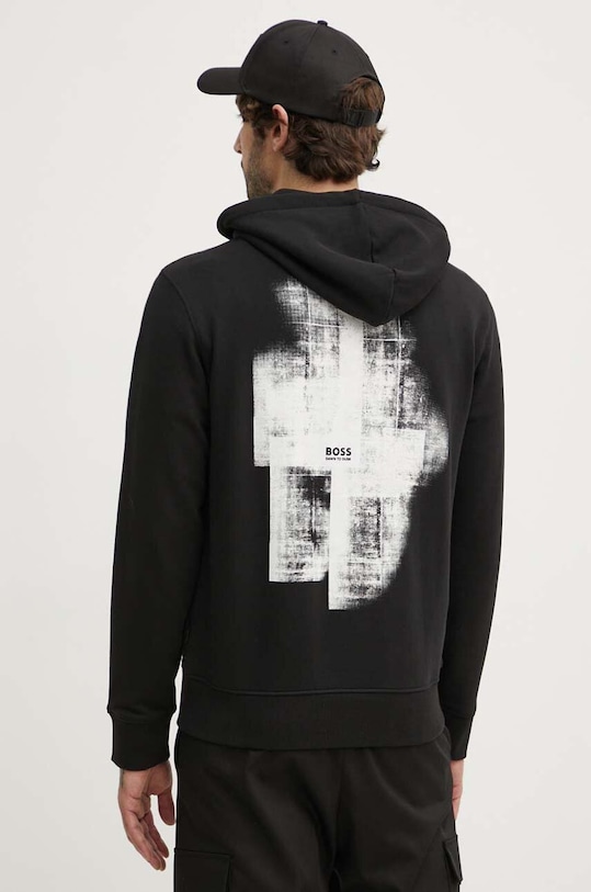 Boss Orange hanorac de bumbac uni negru 50522641