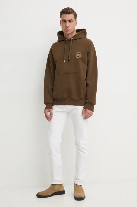 Хлопковая кофта BOSS 50518762 зелёный AW24