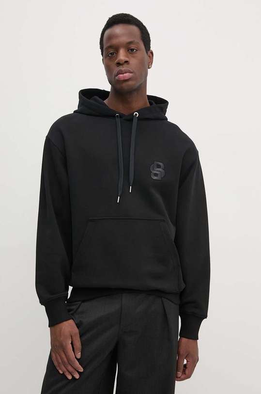 BOSS hanorac de bumbac imprimeu negru 50518762