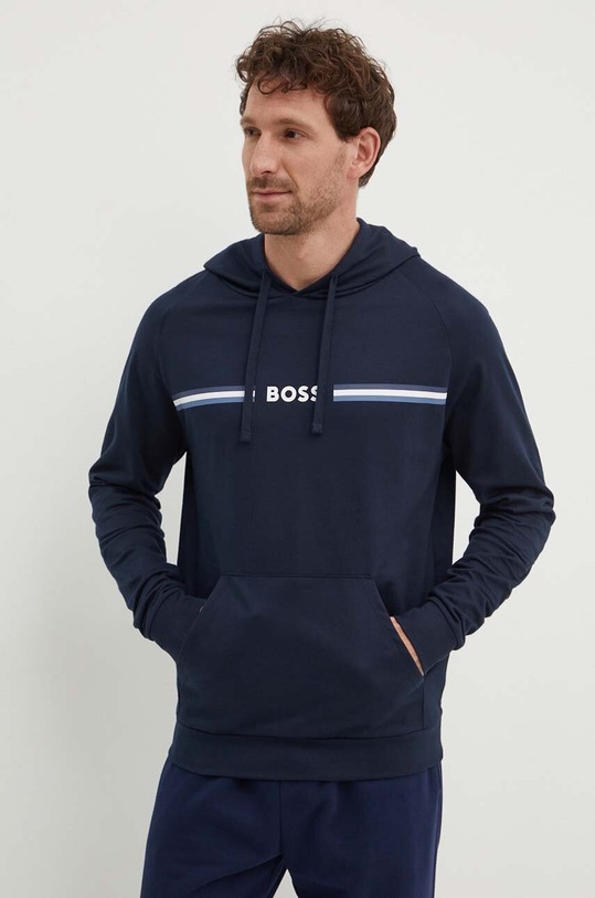 BOSS bluza bawełniana lounge nadruk granatowy 50521766