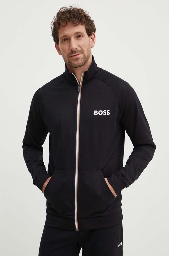 BOSS hanorac lounge din bumbac print negru 50521768