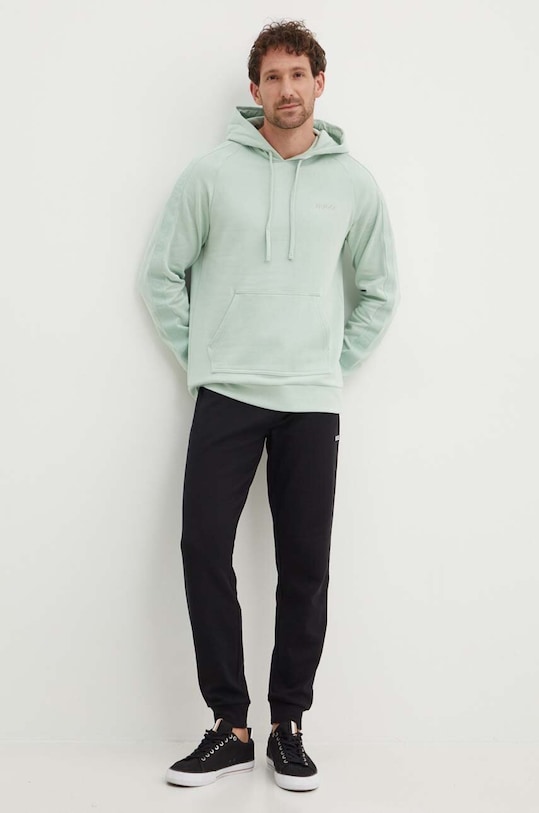 Хлопковая кофта HUGO 50520502 зелёный AW24