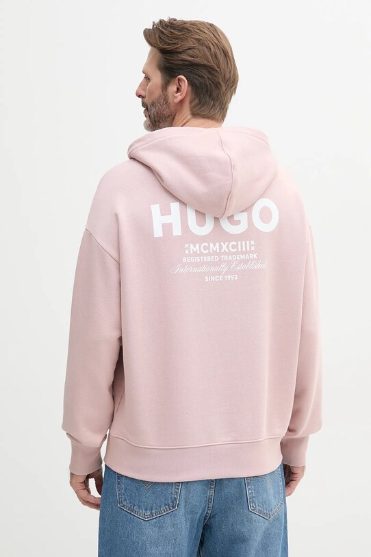 Hugo Blue hanorac de bumbac print roz 50510724