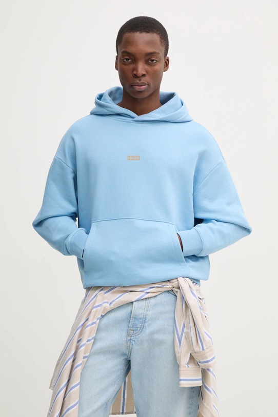 HUGO Blue bluza bawełniana nadruk niebieski 50510724